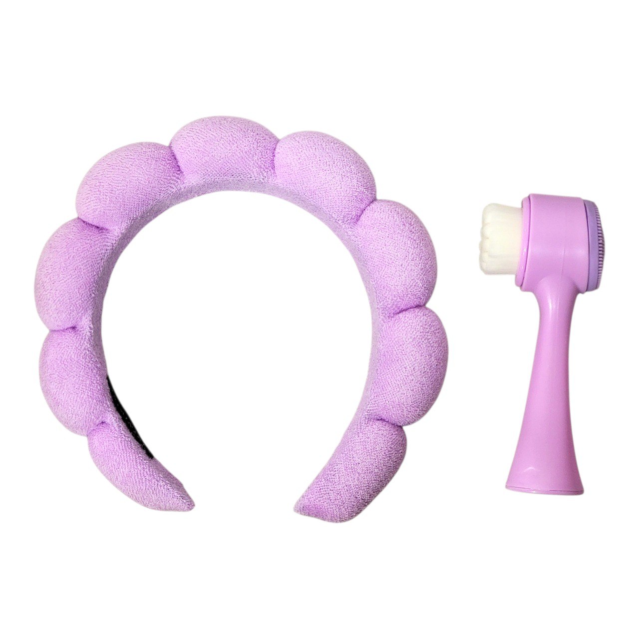 SET DE CUIDADO FACIAL DE 2 PIEZAS, VINCHA Y CEPILLO FACIAL DUAL DE 13CM