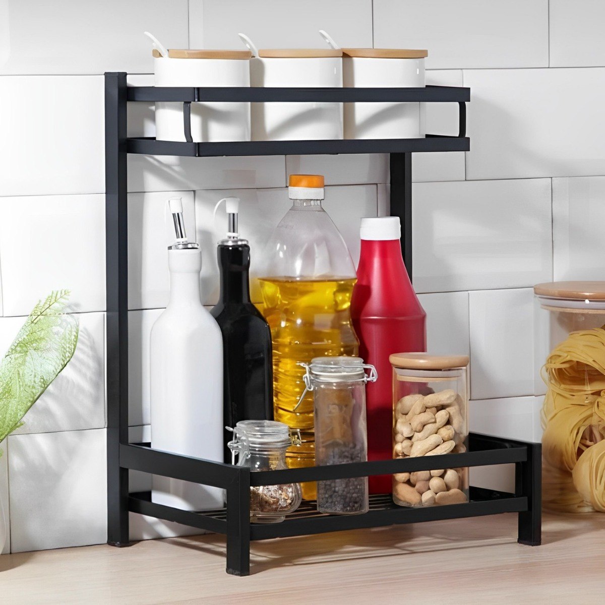ORGANIZADOR ESTANTE DE ALMACENAMIENTO MULTIFUNCIONAL DE 2 NIVELES 32X19.5X 40CM