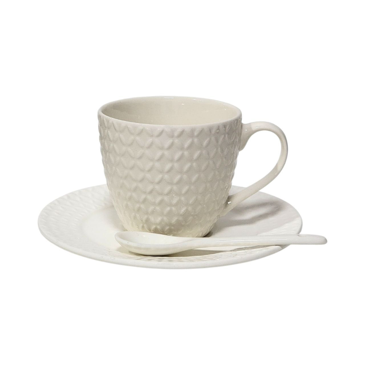 JUEGO DE TAZAS PLATOS Y CUCHARAS DE CERAMICA 6PCS