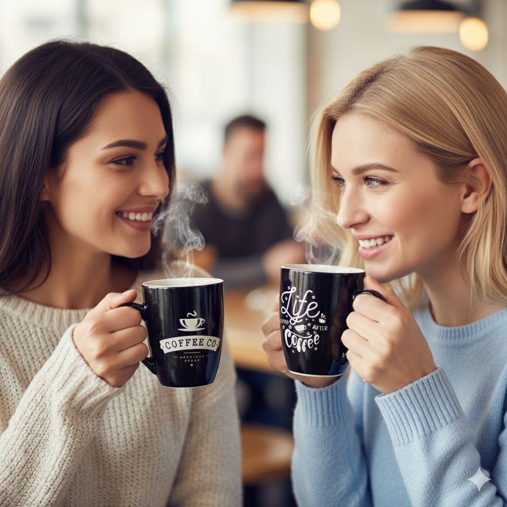 TAZAS DISEÑO BLACK PREMIUM 9CM