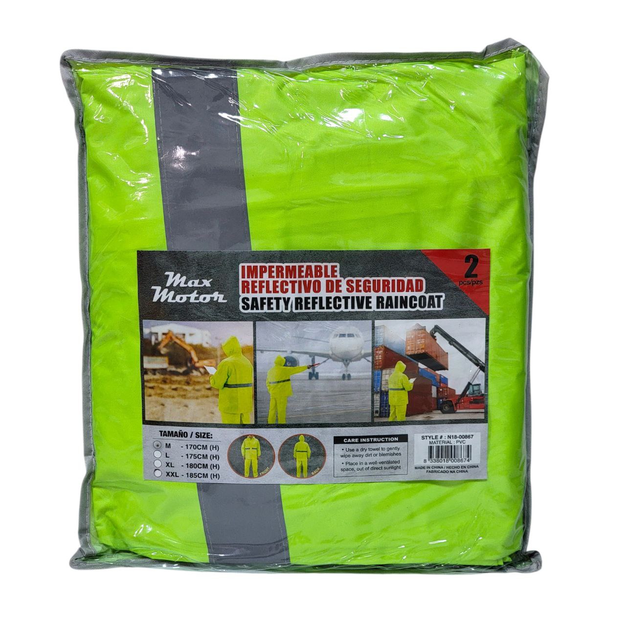 CAPOTE TRAJE DE SEGURIDAD IMPERMEABLE Y REFLECTIVO MAX MOTOR 2PCS