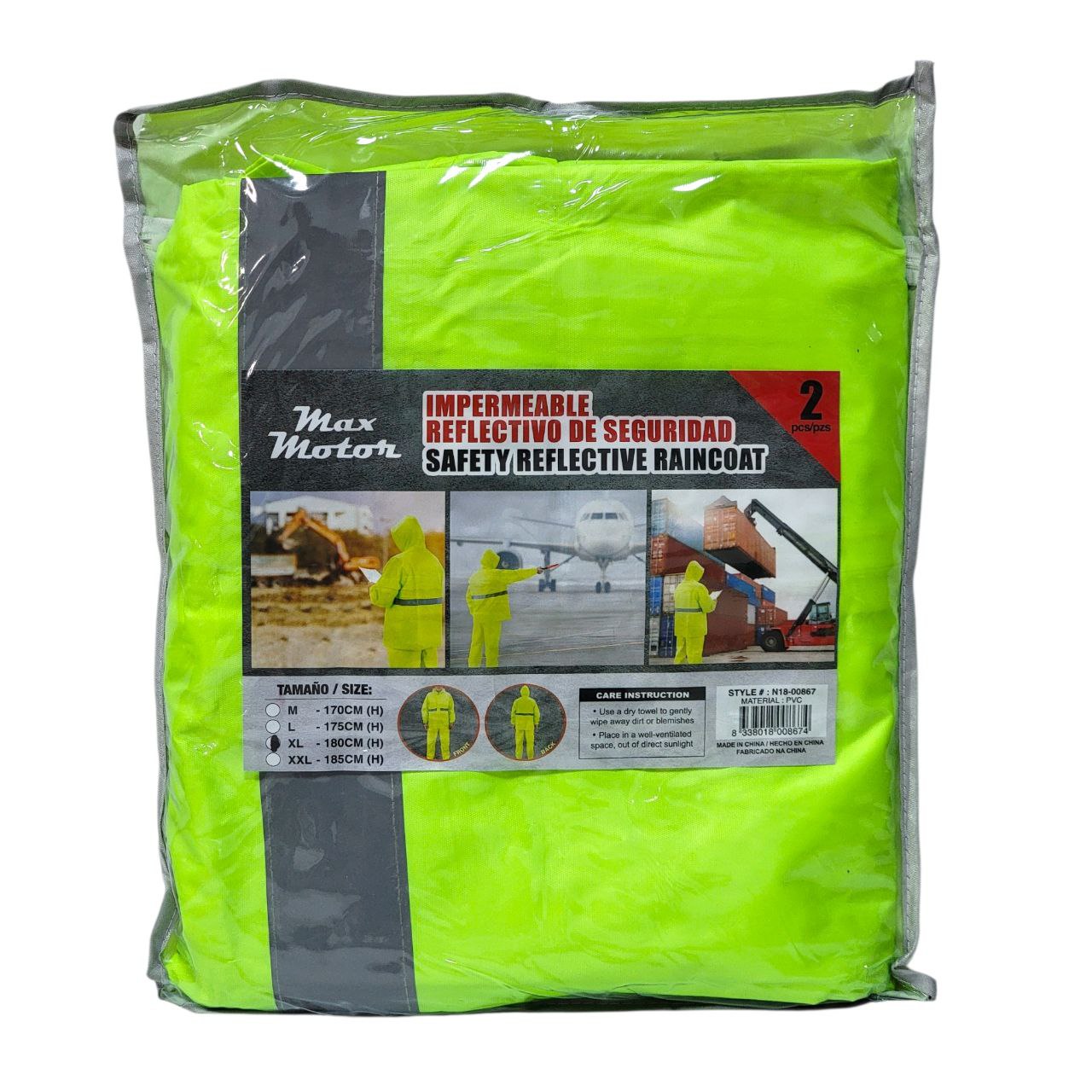 CAPOTE TRAJE DE SEGURIDAD IMPERMEABLE Y REFLECTIVO MAX MOTOR 2PCS