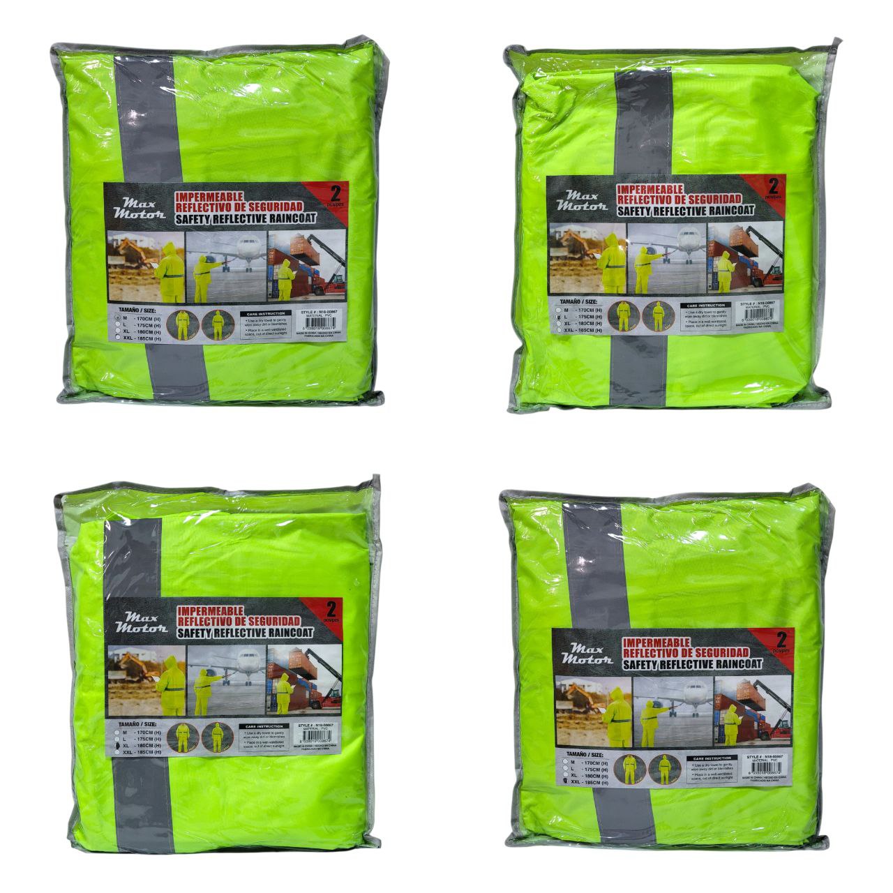 CAPOTE TRAJE DE SEGURIDAD IMPERMEABLE Y REFLECTIVO MAX MOTOR 2PCS