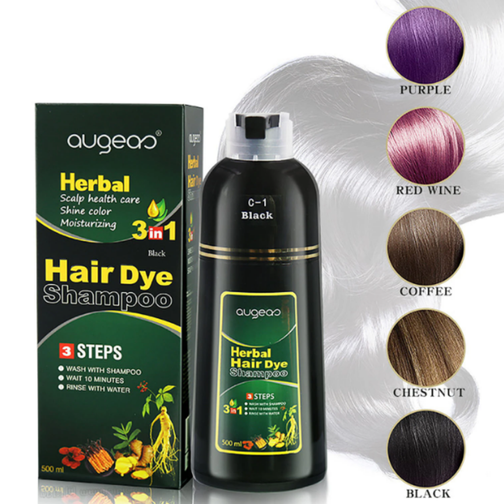 SHAMPOO TINTE PARA EL CABELLO 3 EN 1 COLOR CASTAÑO AUGEAS HERBAL HAIR 500ML