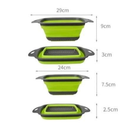CANASTA COLADORA PLEGABLE DE SILICONA PARA COCINA, ESCURRIDOR DE FRUTAS Y VERDURAS 2 PIEZAS