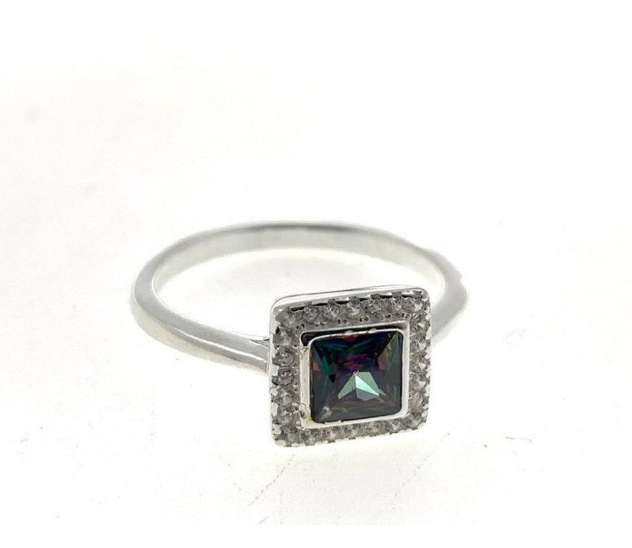 PANI1482 ANILLO PIEDRA CUADRADA TORNASOL, PLATA 925